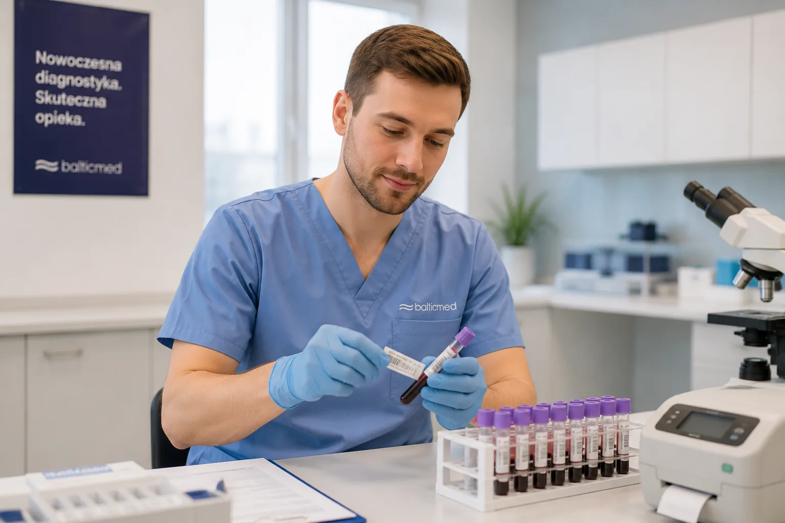 Próbki krwi w laboratorium Balticmed