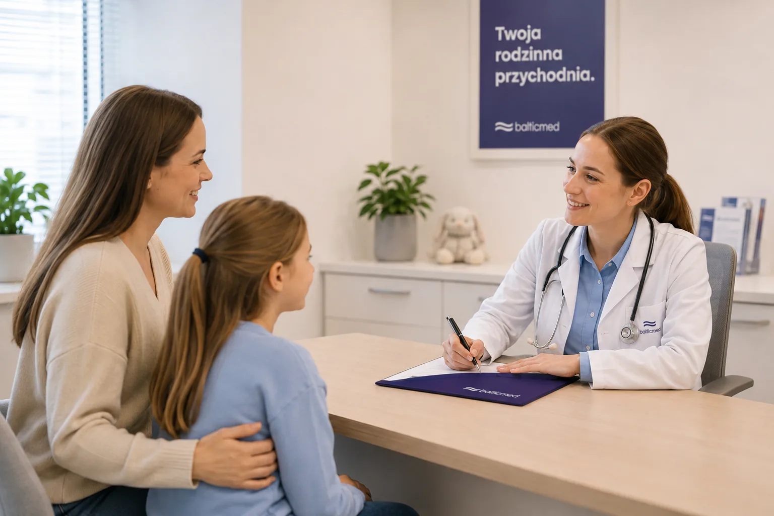 Mama z dzieckiem w gabinecie pediatrycznym Balticmed